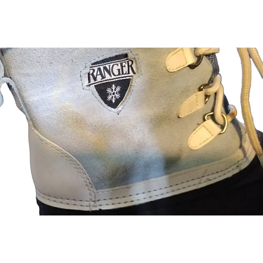 RANGER suede leather snow boots in powder blue suede. Women's size 3. Slight Dis